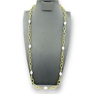 Pearl Necklace Vermeil Gold over Sterling Silver 925 Italy Marked